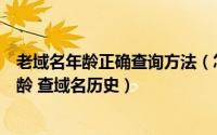 老域名年龄正确查询方法（怎么查一个老域名的域名历史年龄 查域名历史）