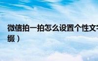 微信拍一拍怎么设置个性文字（微信拍一拍怎么设置个性后缀）
