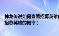 神龙传说如何查看招募英雄的概率排行（神龙传说如何查看招募英雄的概率）