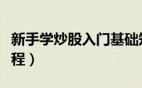 新手学炒股入门基础知识（新手学炒股入门教程）