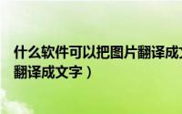 什么软件可以把图片翻译成文字（有什么软件可直接将图片翻译成文字）