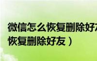 微信怎么恢复删除好友的聊天信息（微信怎么恢复删除好友）