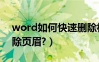 word如何快速删除样式（word如何快速删除页眉?）
