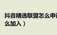 抖音精选联盟怎么申请入驻（抖音精选联盟怎么加入）