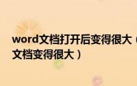 word文档打开后变得很大（word文档变得很奇怪或word文档变得很大）