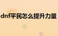 dnf平民怎么提升力量（dnf平民怎么弄时装）