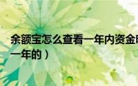 余额宝怎么查看一年内资金明细（余额宝资金明细如何查询一年的）