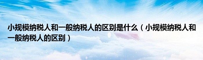 小规模纳税人和一般纳税人的区别是什么（小规模纳税人和一般纳税人的区别）