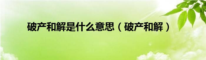 破产和解是什么意思（破产和解）