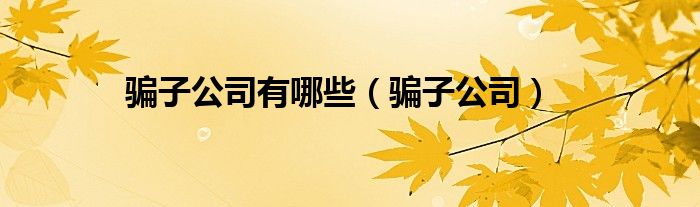 骗子公司有哪些（骗子公司）