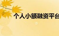 个人小额融资平台（个人小额贷款）