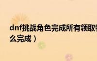 dnf挑战角色完成所有领取特别奖励任务（dnf挑战任务怎么完成）