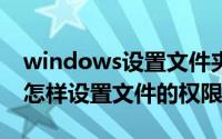 windows设置文件夹权限（Windows 系统怎样设置文件的权限）