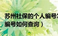 苏州社保的个人编号怎么查询（苏州社保个人编号如何查询）