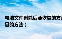 电脑文件删除后要恢复的方法是什么（电脑文件删除后要恢复的方法）