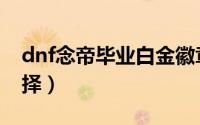 dnf念帝毕业白金徽章（dnf念帝勋章怎么选择）