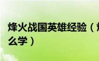 烽火战国英雄经验（烽火战国副本英雄技能怎么学）