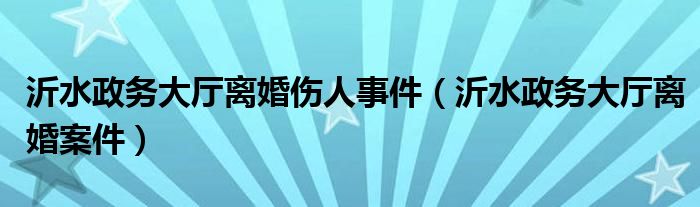 沂水政务大厅离婚伤人事件（沂水政务大厅离婚案件）