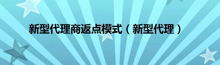 新型代理商返点模式（新型代理）