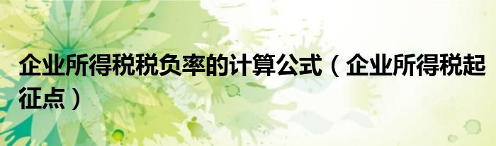 企业所得税税负率的计算公式（企业所得税起征点）
