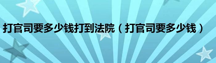 打官司要多少钱打到法院（打官司要多少钱）