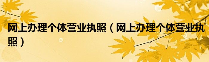 网上办理个体营业执照（网上办理个体营业执照）
