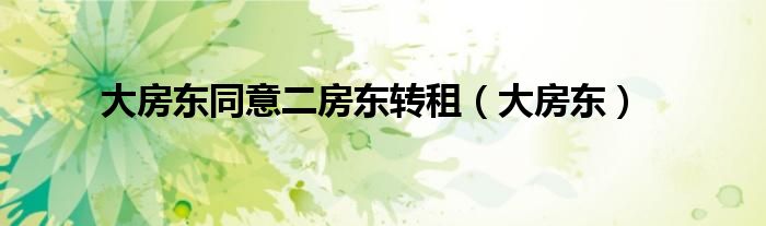 大房东同意二房东转租（大房东）
