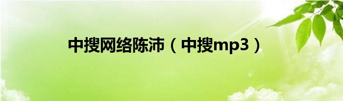 中搜网络陈沛（中搜mp3）