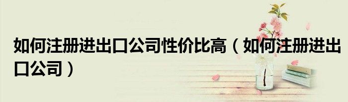 如何注册进出口公司性价比高（如何注册进出口公司）
