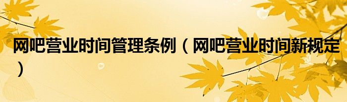 网吧营业时间管理条例（网吧营业时间新规定）