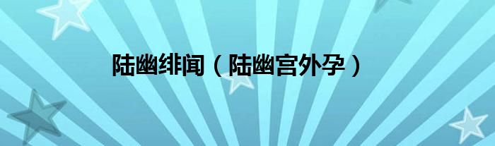 陆幽绯闻（陆幽宫外孕）