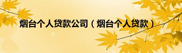 烟台个人贷款公司（烟台个人贷款）