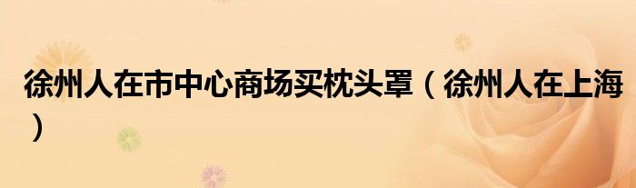 徐州人在市中心商场买枕头罩（徐州人在上海）