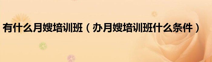 有什么月嫂培训班（办月嫂培训班什么条件）