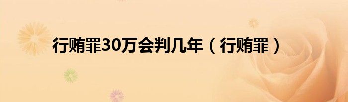 行贿罪30万会判几年（行贿罪）