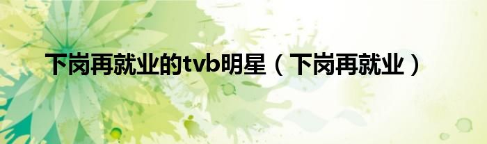 下岗再就业的tvb明星（下岗再就业）