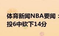 体育新闻NBA要闻：状态火热特雷-杨首节9投6中砍下14分