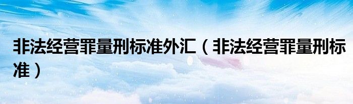 非法经营罪量刑标准外汇（非法经营罪量刑标准）