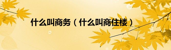 什么叫商务（什么叫商住楼）