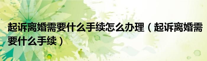 起诉离婚需要什么手续怎么办理（起诉离婚需要什么手续）
