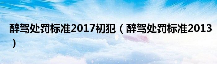 醉驾处罚标准2017初犯（醉驾处罚标准2013）