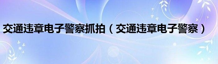 交通违章电子警察抓拍（交通违章电子警察）