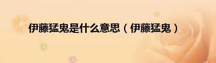 伊藤猛鬼是什么意思（伊藤猛鬼）