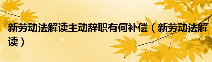 新劳动法解读主动辞职有何补偿（新劳动法解读）