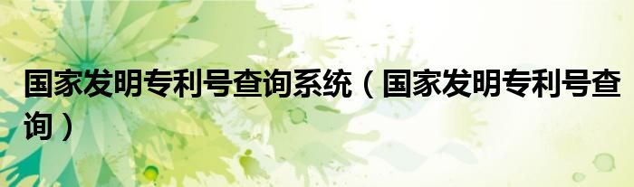 国家发明专利号查询系统（国家发明专利号查询）