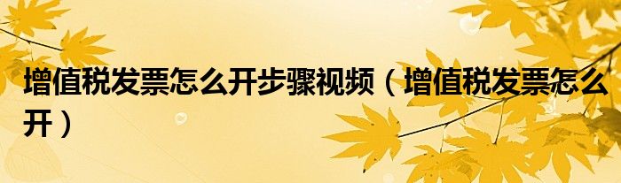 增值税发票怎么开步骤视频（增值税发票怎么开）