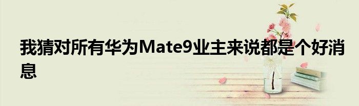 我猜对所有华为Mate9业主来说都是个好消息