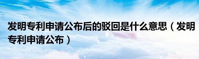 发明专利申请公布后的驳回是什么意思（发明专利申请公布）