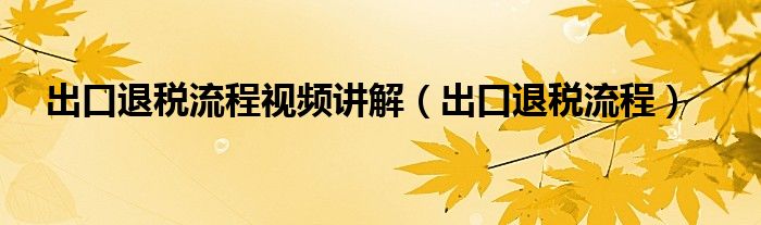 出口退税流程视频讲解（出口退税流程）