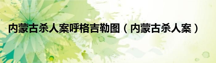 内蒙古杀人案呼格吉勒图（内蒙古杀人案）